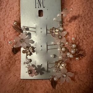 INC International Concepts Pink and Gold Floral Hair Clip